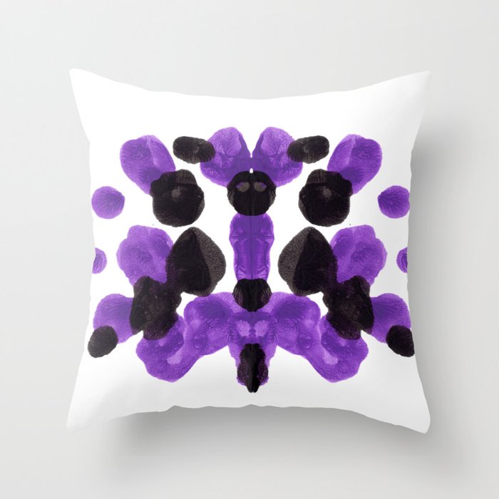 Purple And Black Inkblot Diagram Throw Pillow