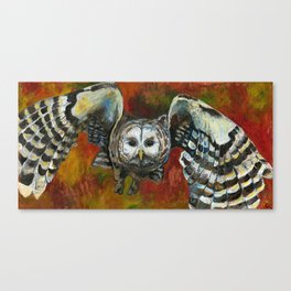 Autumn Flying Barred Owl Canvas Print