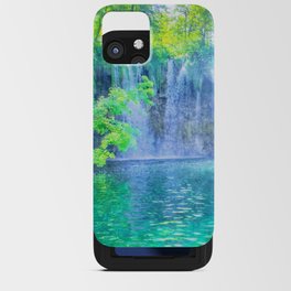 waterfall stream impressionism painted realistic scene iPhone Card Case