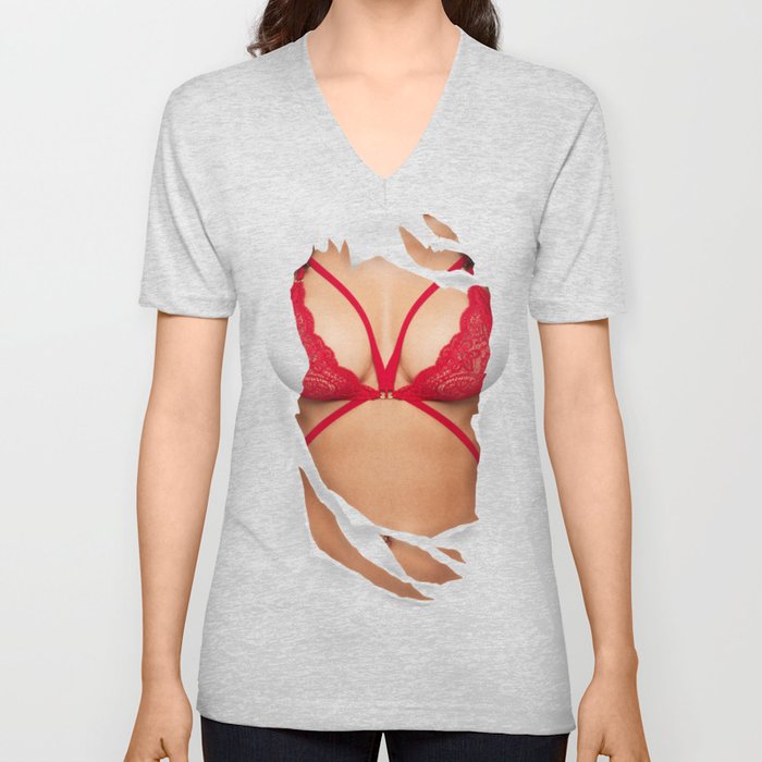 Sexy Boobs Perfect Body Women's T-Shirt 3D design V Neck T Shirt