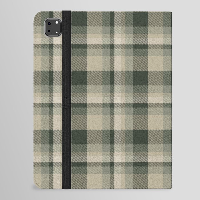 Green Plaid Tartan Textured Pattern iPad Folio Case