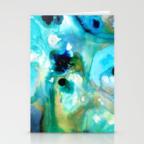 Blue And Aqua Abstract Art - Azure Depths - by Sharon Cummings Stationery Cards