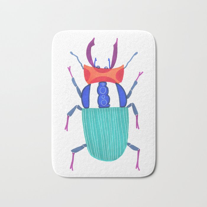 Turquoise fantasy beetle Bath Mat