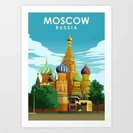 Moscow Russia Vintage Minimal Travel Poster Art Print
