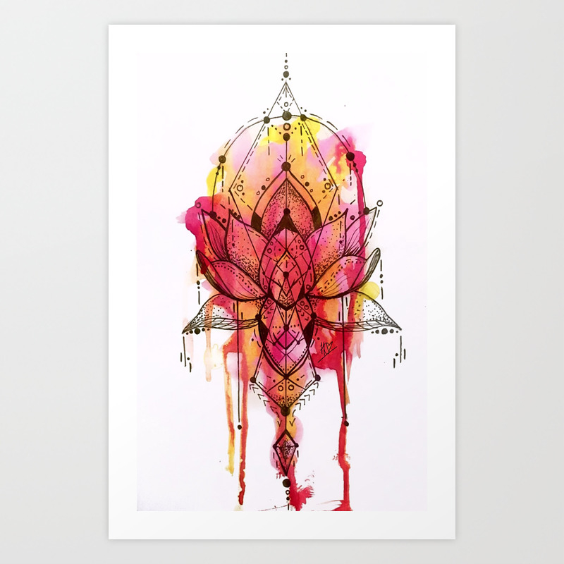 Lotus Flower Colour Drip Art Print By Haileychretien Society6,Paint Tube Drawing Easy