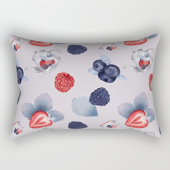 Strawberry Pattern with raspberries and blueberries Rectangular Pillow
