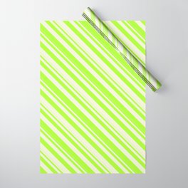 [ Thumbnail: Beige & Light Green Colored Lines Pattern Wrapping Paper ]