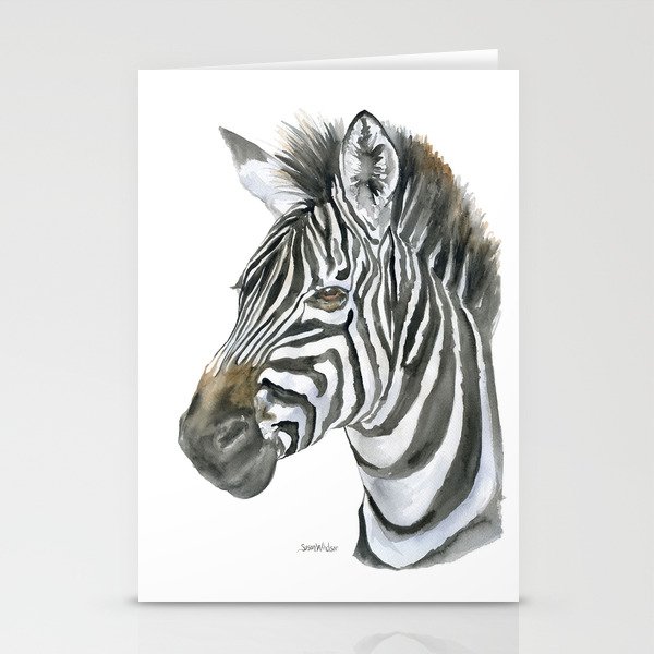 Zebra Watercolor Painting African Animal Painting Wildlife Head
