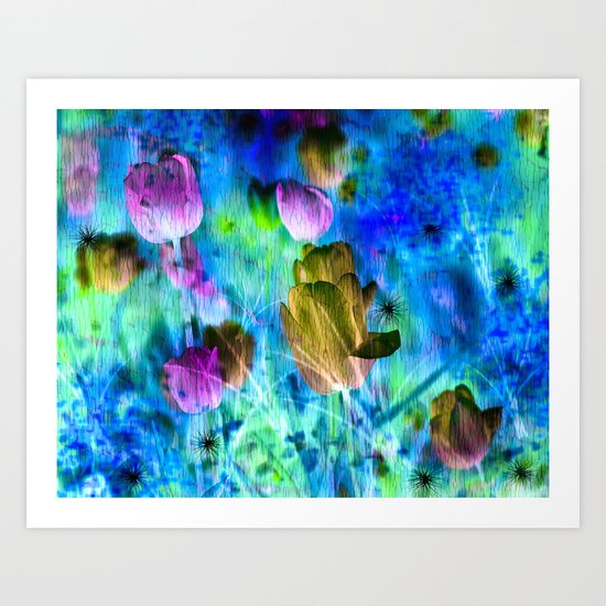 Blue Ocean of Tulips Art Print