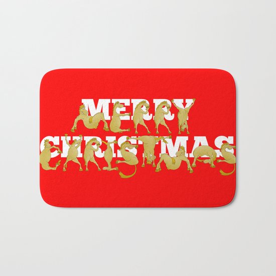 Merry Christmas Ponies Bath Mat