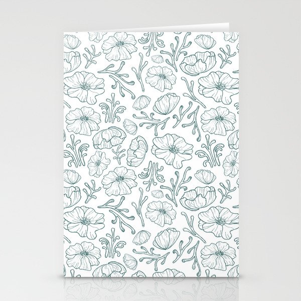 Sea Flowers Blue Stationery Cards