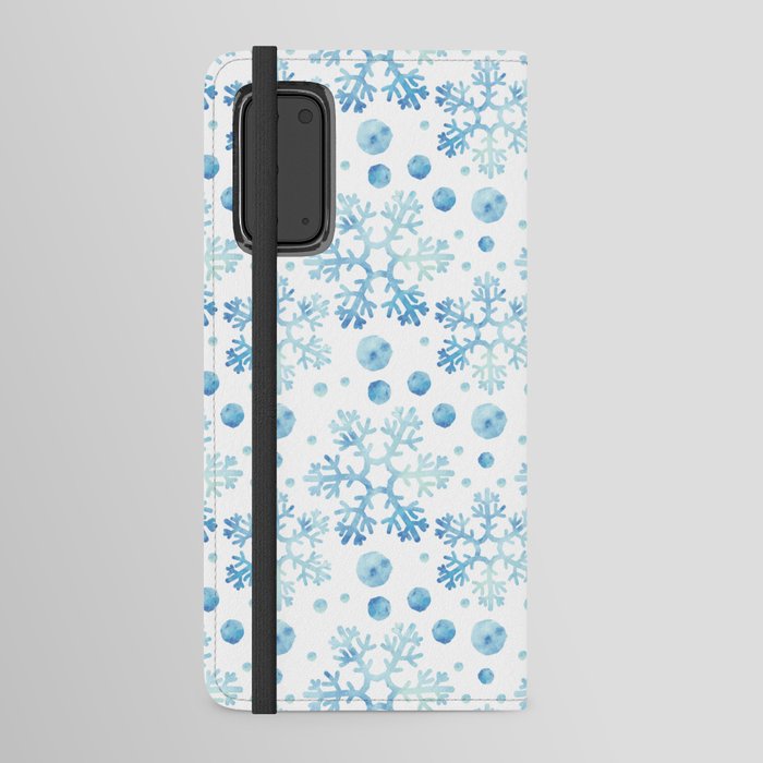 Christmas Pattern Watercolor Blue Snowflake Bauble Android Wallet Case