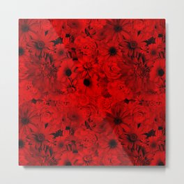 vermilion red floral bouquet aesthetic assemblage Metal Print