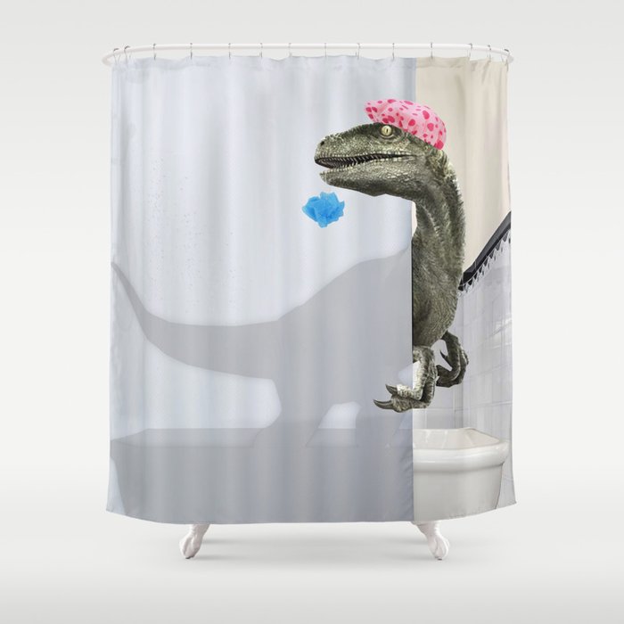 "Velociraptor" Shower Curtain Duschvorhang | Graphic-design, Digital, Lustig, Dinosaurier, Jurassic-park, Shower-curtain, Awesome, Hilarious, Present, Shower