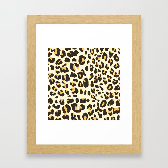 Trendy brown black abstract jaguar animal print Framed Art Print