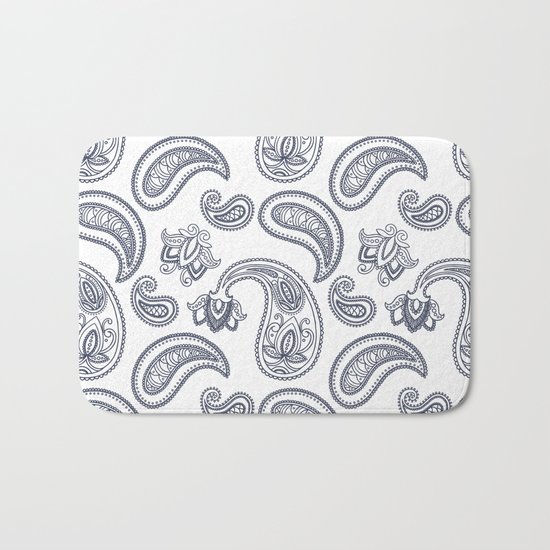 Blue Paisley Pattern Bath Mat