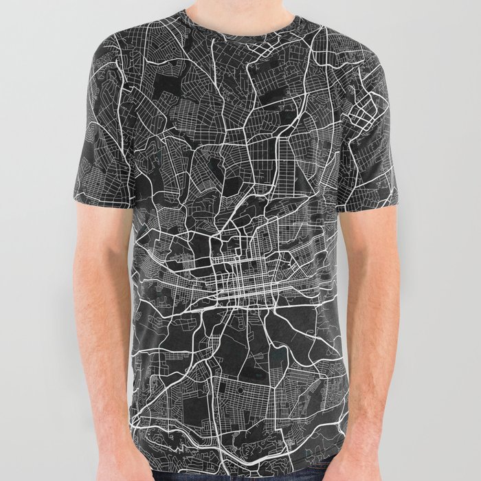 Johannesburg City Map of Gauteng, South Africa in Dark All Over Graphic Tee
