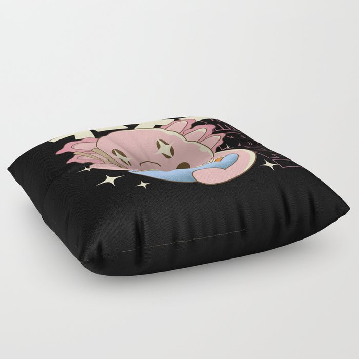 Kawaii Axolotl eating Ramen Floor Pillow