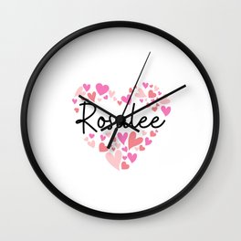 Rosalee, red and pink hearts Wall Clock