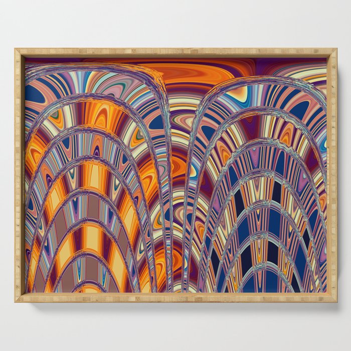 Purple And Orange Red Abstraction Serving Tray