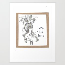 You Are Here Anatomy Heart Art Print
