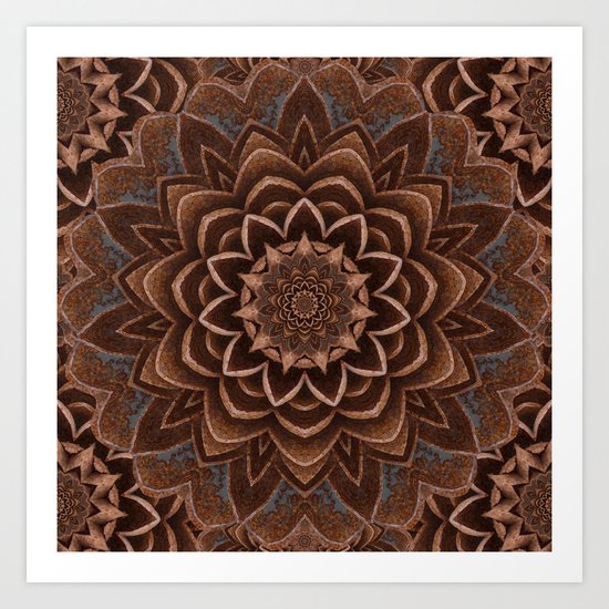 Coffee Shimmer Mandala Art Print