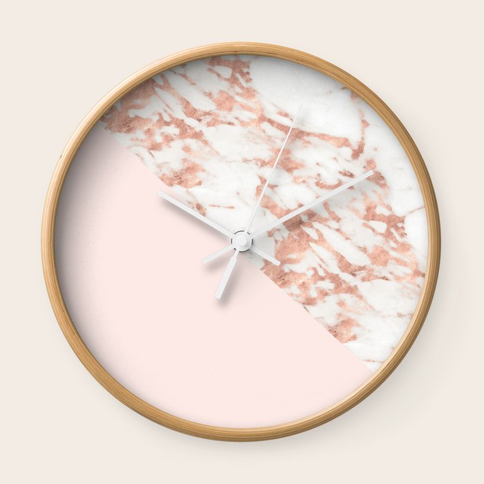 Rose gold blush aesthetic Wall Clock by marbleco | Society6