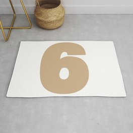 6 (Tan & White Number) Area & Throw Rug