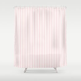 Thin Lush Blush Pink and White Mattress Ticking Stripes Shower Curtain