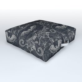 Gothic lace-bats-black Outdoor Floor Cushion