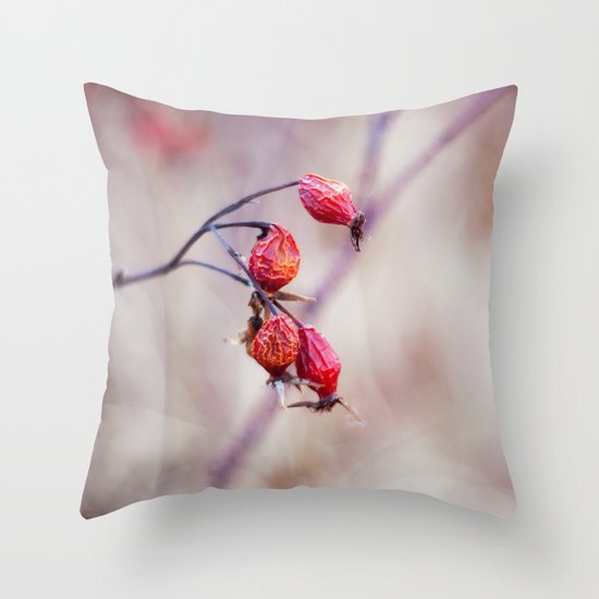 Rose Hips Throw Pillow