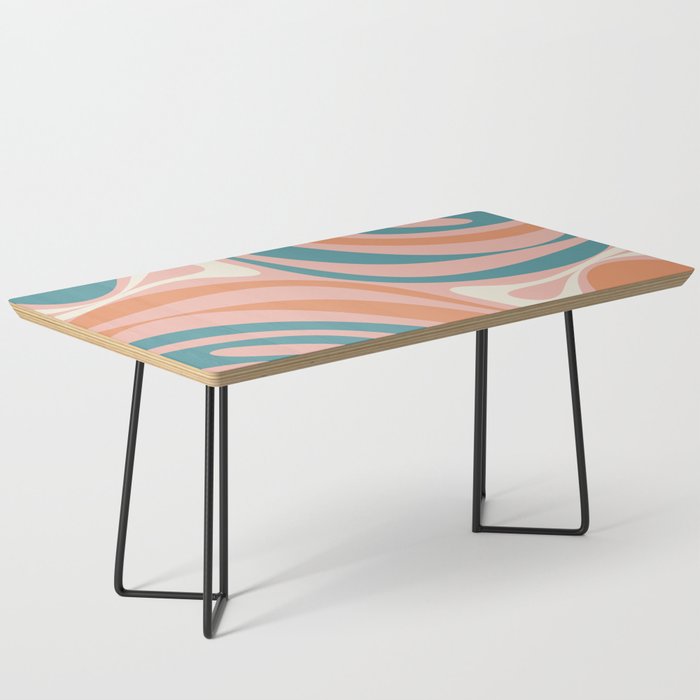 New Groove Colorful Retro Swirl Abstract Pattern Pink Orange Teal Coffee Table