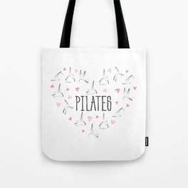 Pilates poses in shape of a heart Tote Bag