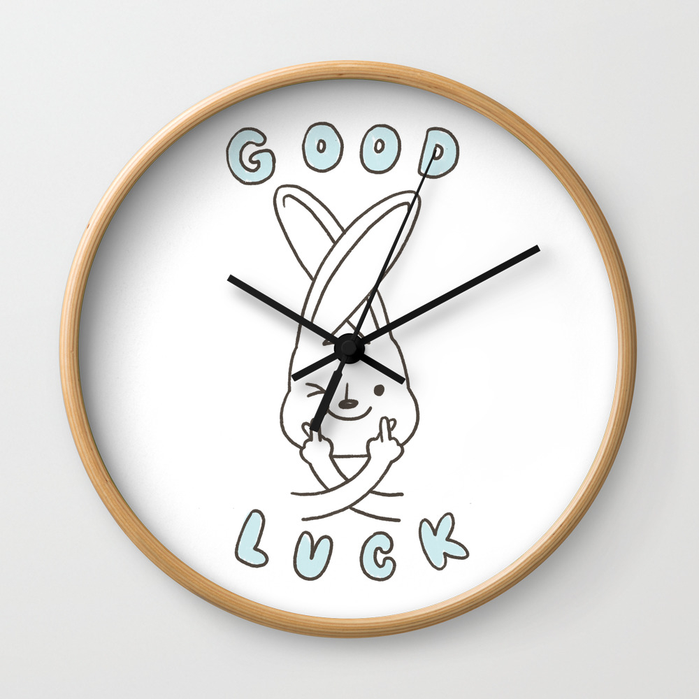 Finger Crossed Good Luck Wall Clock By Ilovedoodle Society6