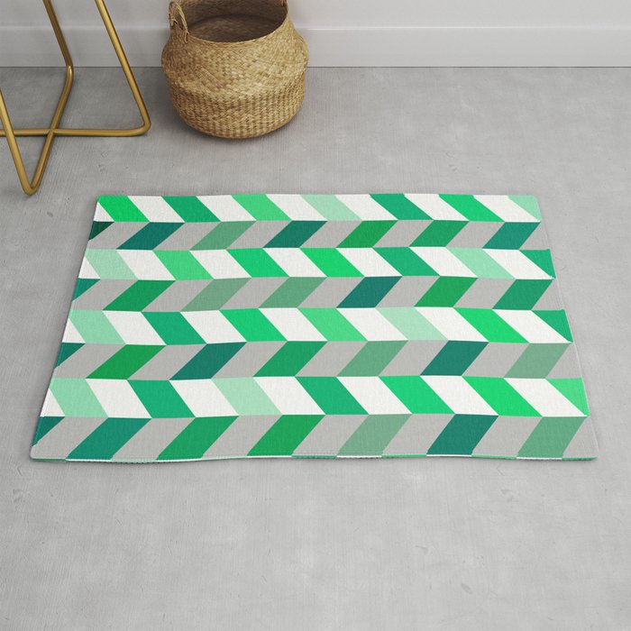 Abstract Dark Green Light Green and White Zig Zag Background. Rug
