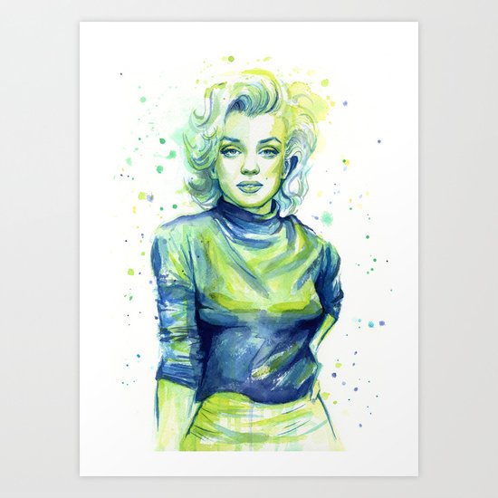 Marilyn Portrait Watercolor Painting Actress Old Hollywood Art Print