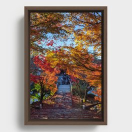 Japan Red Maple Leaves Autumn Season Kyoto Calm Peaceful Framed Canvas