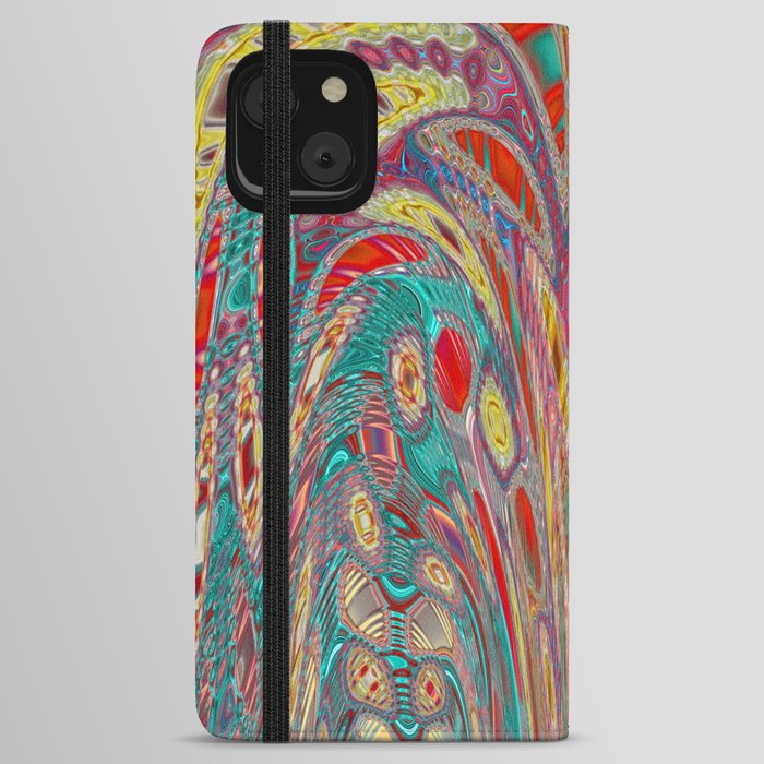 Kaleidoscopic Surrealistic Pattern In Multi Color iPhone Wallet Case