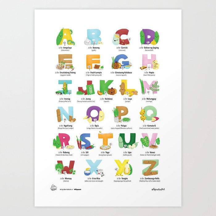 Filipino Vegetables Alphabet, Filipino English Gulay ABCs Art Print