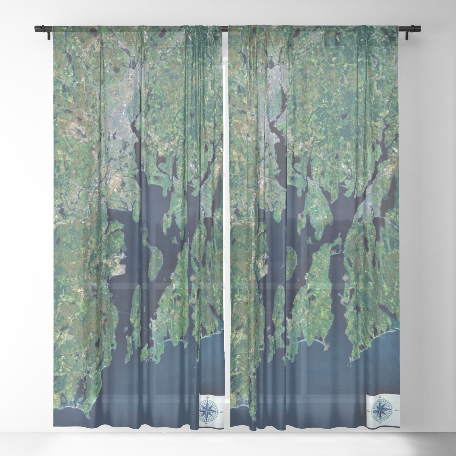Map Of Rhode Island Ocean State Narragansett Bay Sheer Curtain