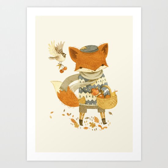 Fritz the Fruit-Foraging Fox Art Print