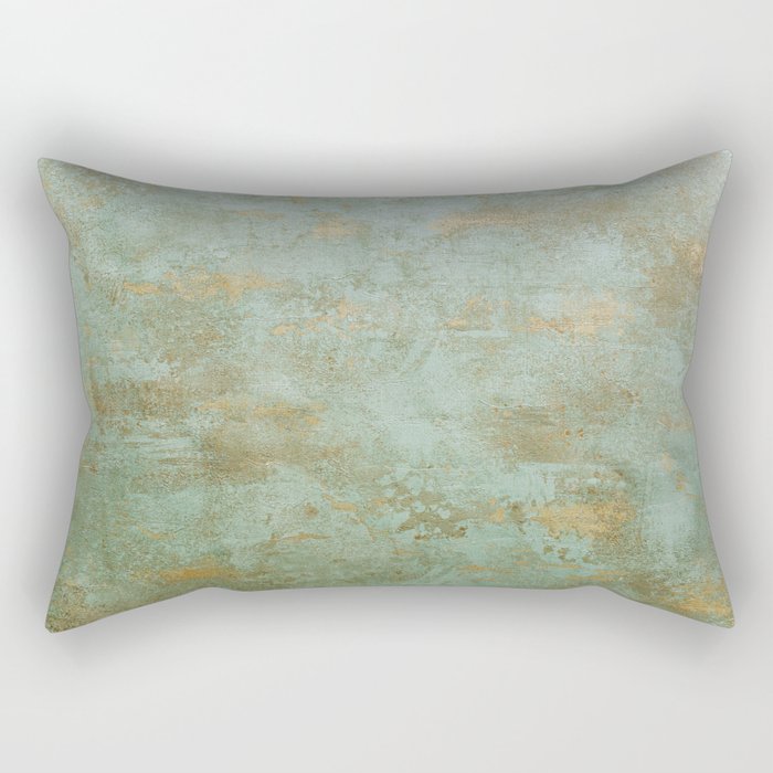 Metallic Effects Oxidized Copper Verdigris Industrial Rustic Rectangular Pillow