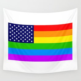 Gay USA Rainbow Flag - American LGBT Stars and Stripes Wall Tapestry