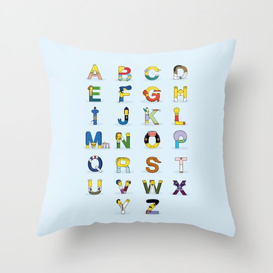Simphabet Throw Pillow