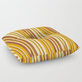 [ Thumbnail: Orange, Beige & Sienna Colored Striped/Lined Pattern Floor Pillow ]