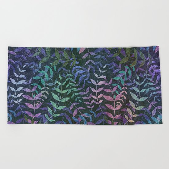 Tiny Leaves Pattern Beach Towel