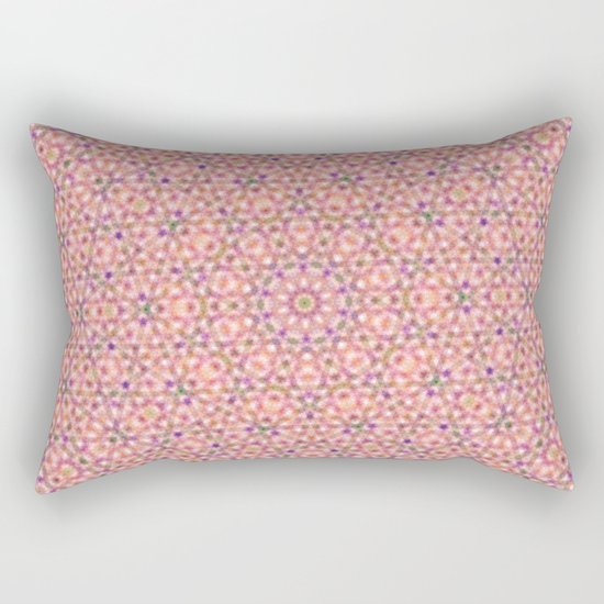 Pink Purple and Green Stripes and Triangle Pattern Rectangular Pillow