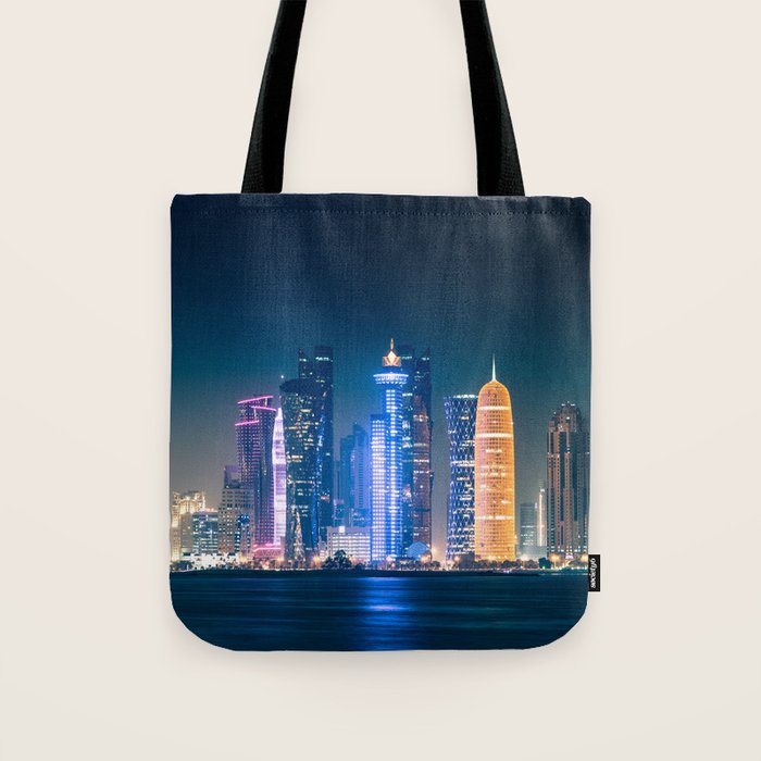 doha skyline in qatar Tote Bag by franckreporter Society6
