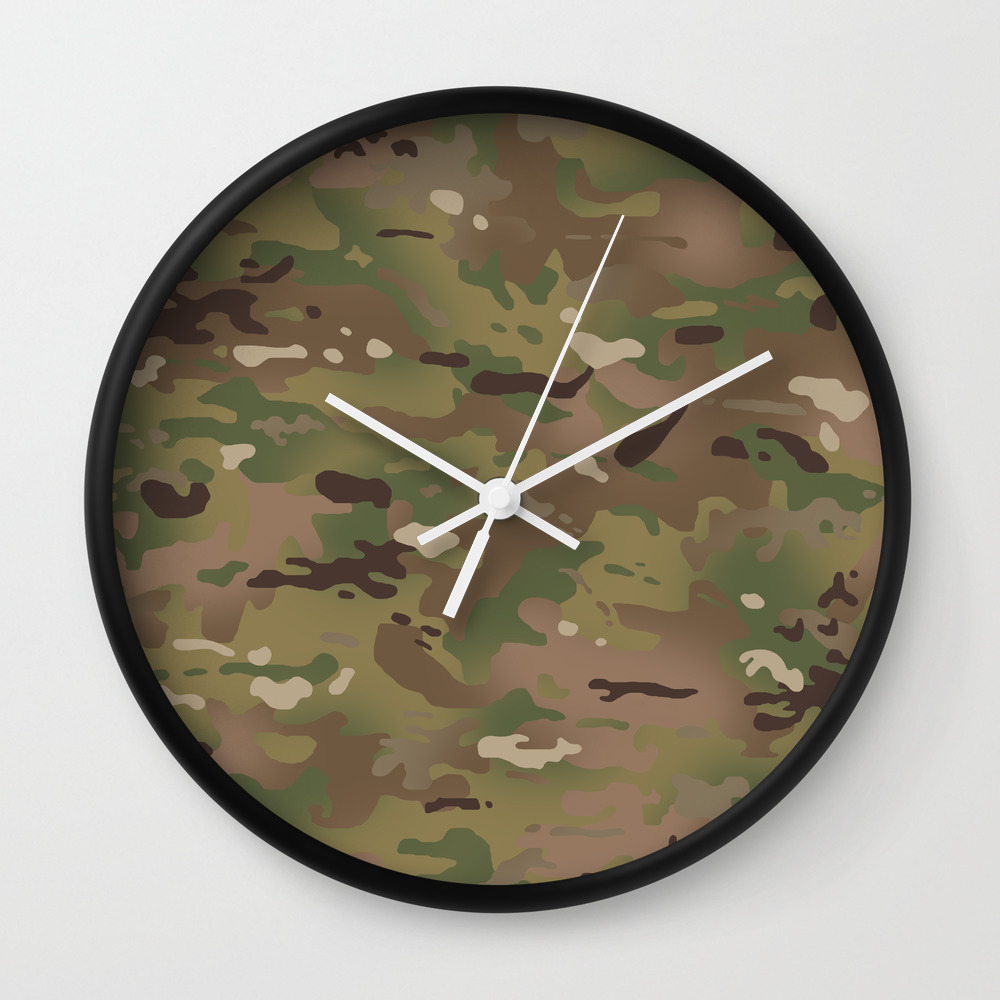 Military Woodland Camouflage Pattern Wall Clock