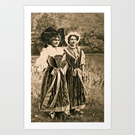 Vintage traditional women from Alsace and Lorraine Art Print
